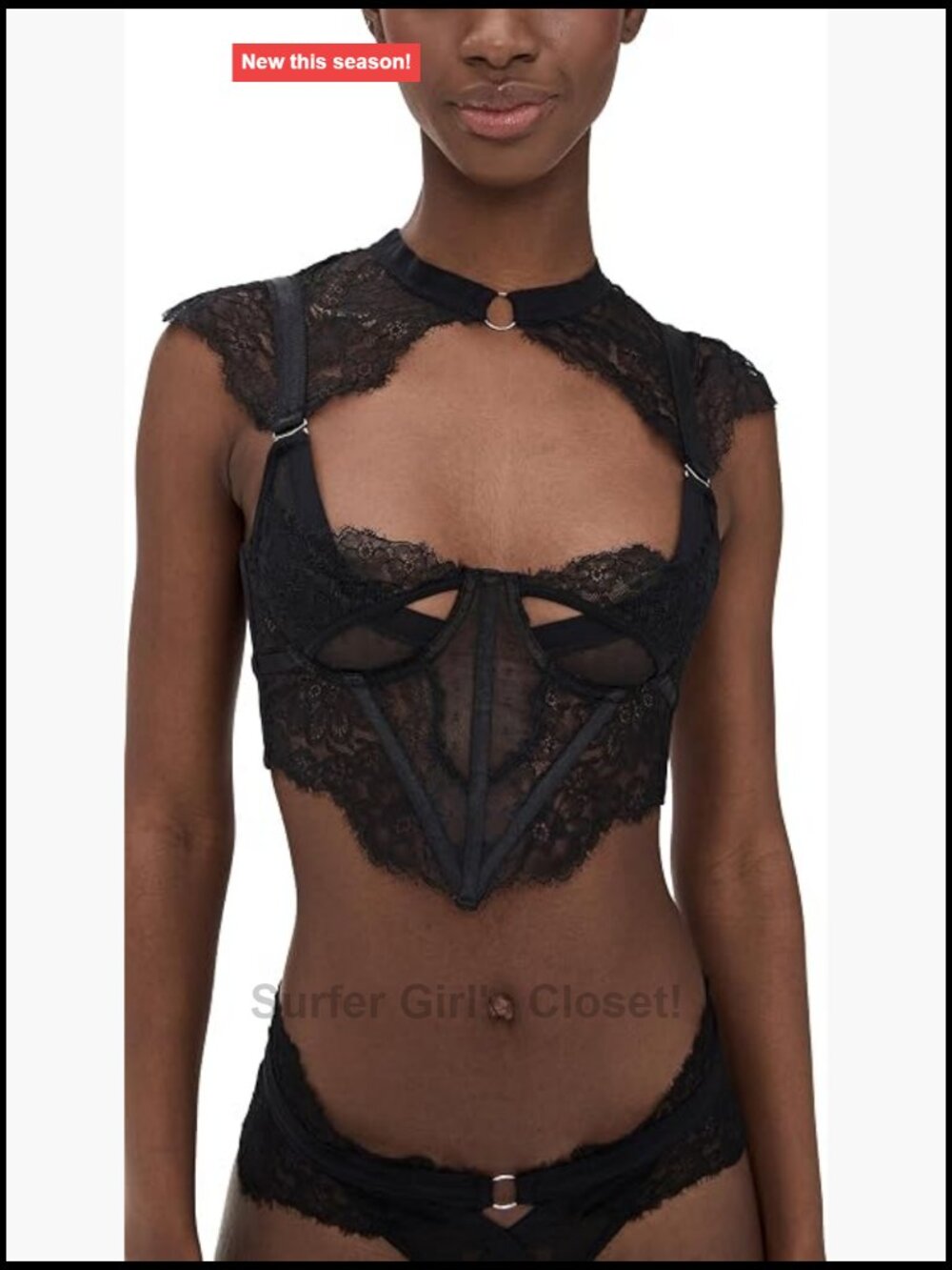 Stretch Lace Racerback Bodice Bra Top with Adjustable Straps